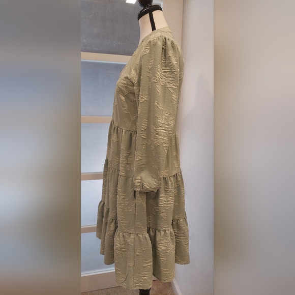 Joie Olive Textured Long Sleeve Dress - Picture 4 of 8